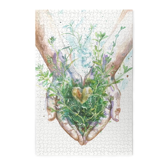 1000 PCS Holding Flowers & Plants In Hand - 1000 Piece Charm Wooden Puzzles,Brain Challenge,The Hope Of Life,Enjoy The Puzzle Solving Process,Great For Relaxation And Display For Puzzle Enthusiast