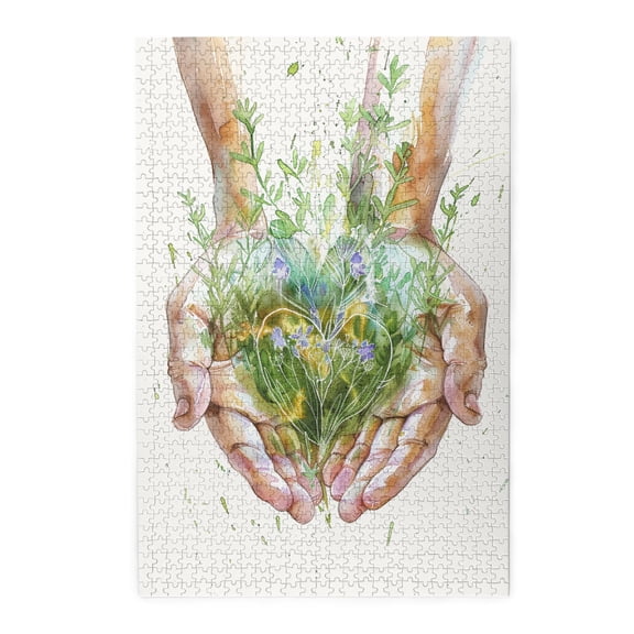 1000 PCS Holding The Hope Of Life In Hand - 1000 Piece Plant Jigsaw Puzzles,Wonderful Imagination,Puzzles Suitable For Entertaining With Family During Holidays,Feel The Vitality Of Life,Wooden Puzzle