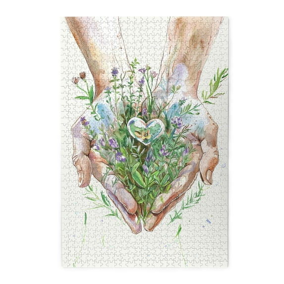 1000 PCS Holding The Hope Of Life In Hand 1000 Piece Puzzle For Adults,Challenging Brain Exercise,Rich Colors And Unique Designs Bring A Different Visual Experience,Classic Plant Wooden Art Puzzle