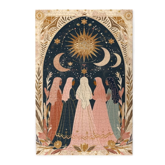 1000 PCS Interesting Divination Illustration Puzzles For Adults 1000 Pieces,Wooden Puzzles,Characterized By Unique And Beautiful Illustrations, Depicting A Group Of Fortune Tellers