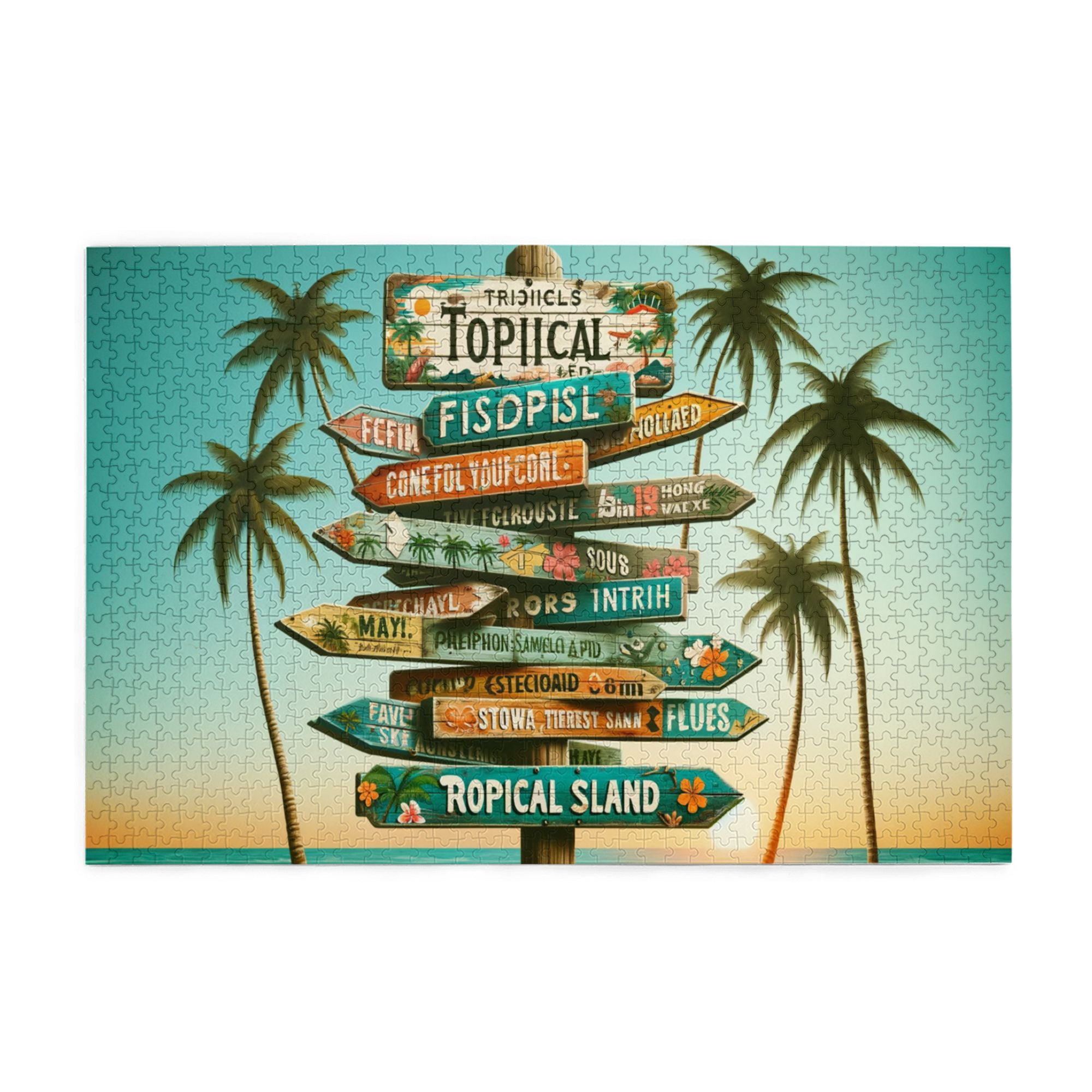1000 PCS Island Getaway Signpost Wooden Puzzles For Adults 1000 Pieces ...