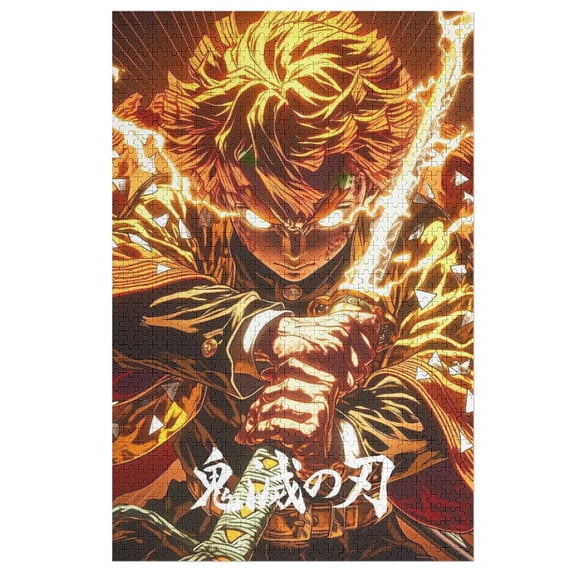 1000 PCS Jigsaw Puzzle Demon Slayer Agatsuma Zenitsu Wooden Puzzle Challenging Game Fun Artwork For Family Friends Gifts