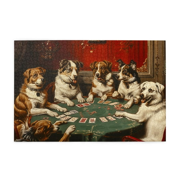 1000 PCS Jigsaw Puzzles 1000 Pieces Poker Playing Dogs,Unique Artwork For Adults,Creative Activity Hobbies For Adults,1000 Piece Jigsaw Puzzle For Adults Challenging Puzzle Perfect For Game Nights