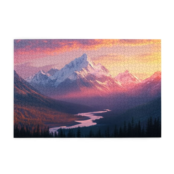 1000 PCS Jigsaw Puzzles 1000 Pieces Snow Mountain Stream Landscape Photography,Brain Challenge,Entering Nature,Charm Landscape Wooden High Difficulty Puzzle 1000 Piece,Gifts For Friends And Family