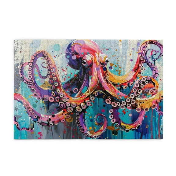 1000 PCS Jigsaw Puzzles 1000 Pieces Squid Graffiti,Unique And Beautiful Design,Modern Art Squid Graffiti Wooden Puzzle,For Squid Lovers Gifts,Impossible Hard Difficult Challenging Puzzles For Adults