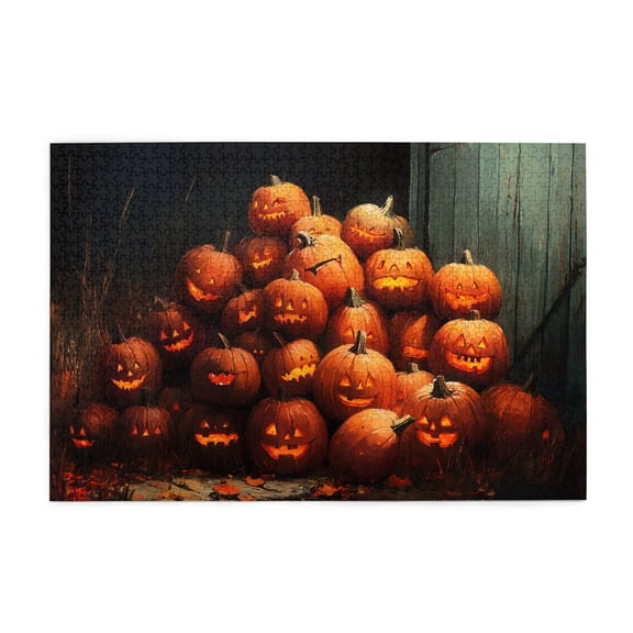 1000 PCS Jigsaw Puzzles 1000 Pieces A Group Of Crazy Pumpkin Lantern,Enjoy The Puzzle Solving Process,Whimsical Wooden Jigsaw Pieces,Puzzles Suitable For Entertaining With Family During Holidays