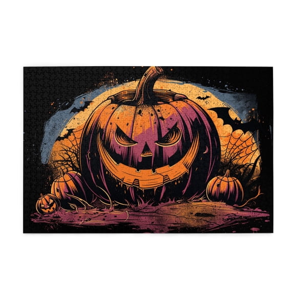 1000 PCS Jigsaw Puzzles 1000 Pieces Red Pumpkin Night,Funny Red Pumpkin Wooden Puzzle,Stunningly Vibrant Colors,1000 Piece Jigsaw Puzzle For Adults Challenging Puzzle Perfect For Game Nights