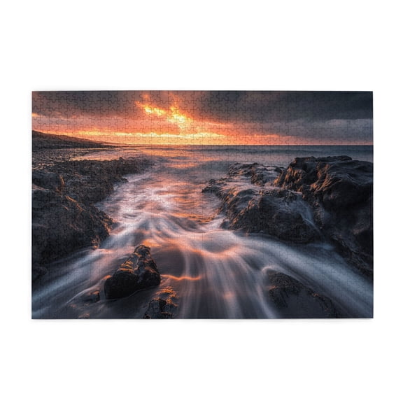 1000 PCS Jigsaw Puzzles 1000 Pieces Seaside Reef Landscape Photography,Challenging Brain Exercise,Relax Yourself,Modern Art Natural Landscape Wooden Puzzle,Funny Artwork For Adults,Relax Yourself
