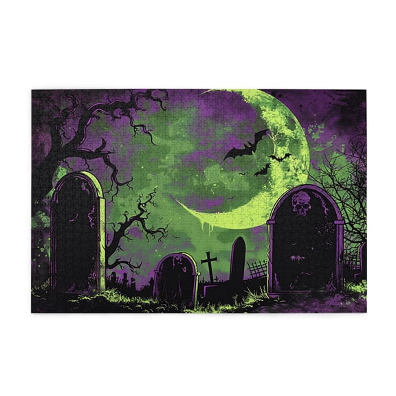 1000 PCS Jigsaw Wooden Puzzles 1000 Pieces Moon Night Cemetery,Holiday Gift,Creative Activity Hobbies For Adults,Classic Moon Night Cemetery Retro Art Wood Puzzle,Creative Activity Hobbies For Adults