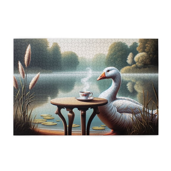 1000 PCS Lakeside Goose Coffee Time Puzzles For Adults 1000 Pieces,Brain Challenge,Suitable For Family Entertainment Activities,Enjoy The Puzzle Solving Process,Adult Wooden Puzzle