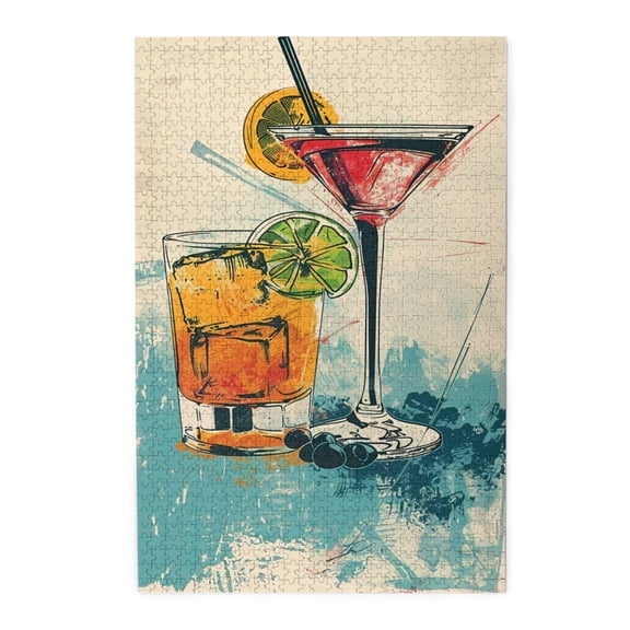 1000 PCS Lemon Cocktail Jigsaw Puzzles 1000 Pieces,Creative Activity Hobbies For Adults,Modern Style Wooden Puzzle As Home Wall Decor,Relax And Enjoy The Fun Of Solving Puzzles