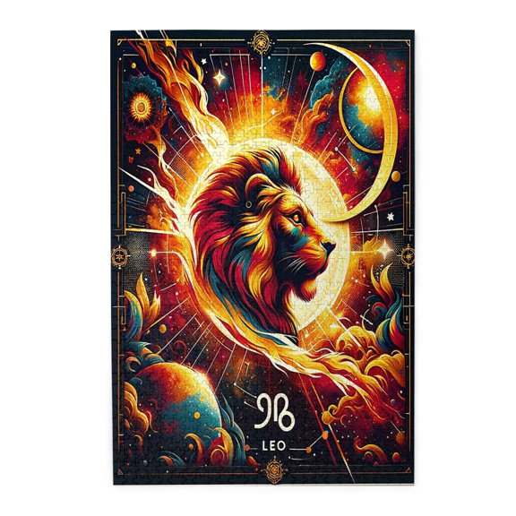 1000 PCS Leo Zodiac Art Puzzles 1000 Piece,Challenging Brain Exercise,Impossible Hard Difficult Challenging Puzzles For Adults,Wooden Puzzle,Creative Activity Hobbies For Adults