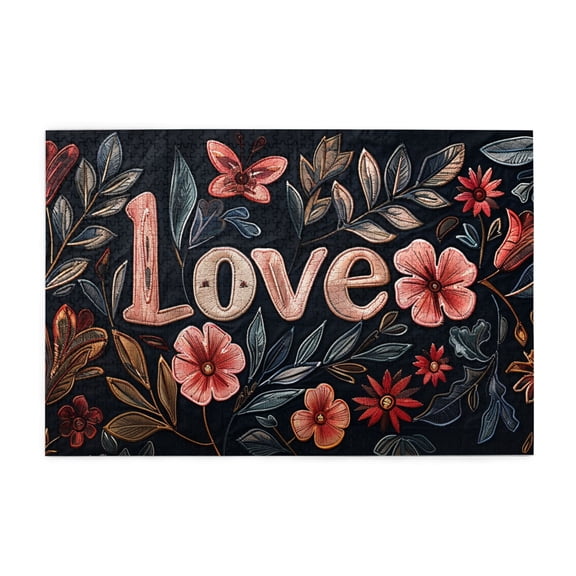 1000 PCS Love Logo Red Flower 1000 Piece Puzzle For Adults,Modern Style Love Logo Red Flower Wooden Puzzle 1000 Piece,1000 Piece Jigsaw Puzzle For Adults Challenging Puzzle Perfect For Game Nights