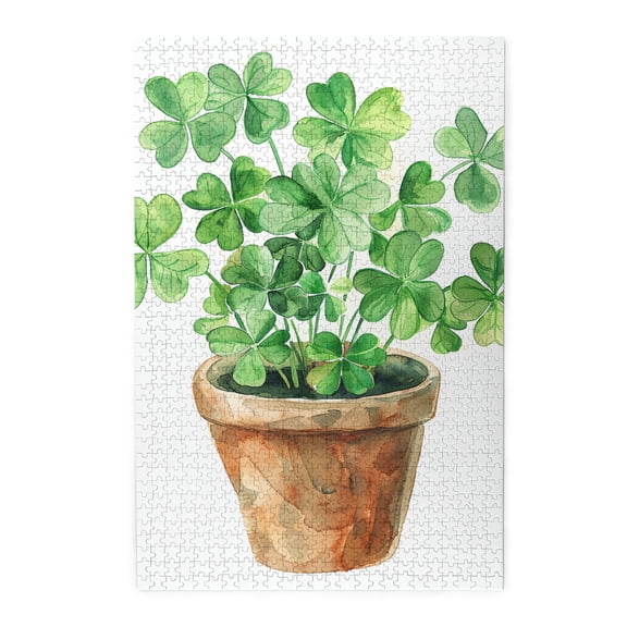 1000 PCS Lucky Grass Potted 1000 Piece Vibrant Jigsaw Puzzle,Funny Artwork For Adults,Unique And Beautiful Design,Classic Plant Lucky Grass Wooden Puzzle Game,Creative Activity Hobbies For Adults