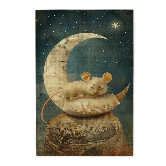 1000 PCS Mice Sleeping On The Moon - 1000 Piece Unique Jigsaw Puzzles,Brain Challenge,Imaginative Wooden Puzzles,Enjoy The Puzzle Solving Process,Great For Relaxation And Display For Puzzle Lovers