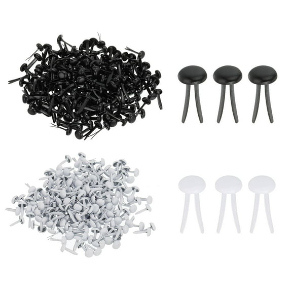 1000 PCS Mini Brads, 4.5 x 8 mm Brass Paper Fasteners for Crafts, Black/White