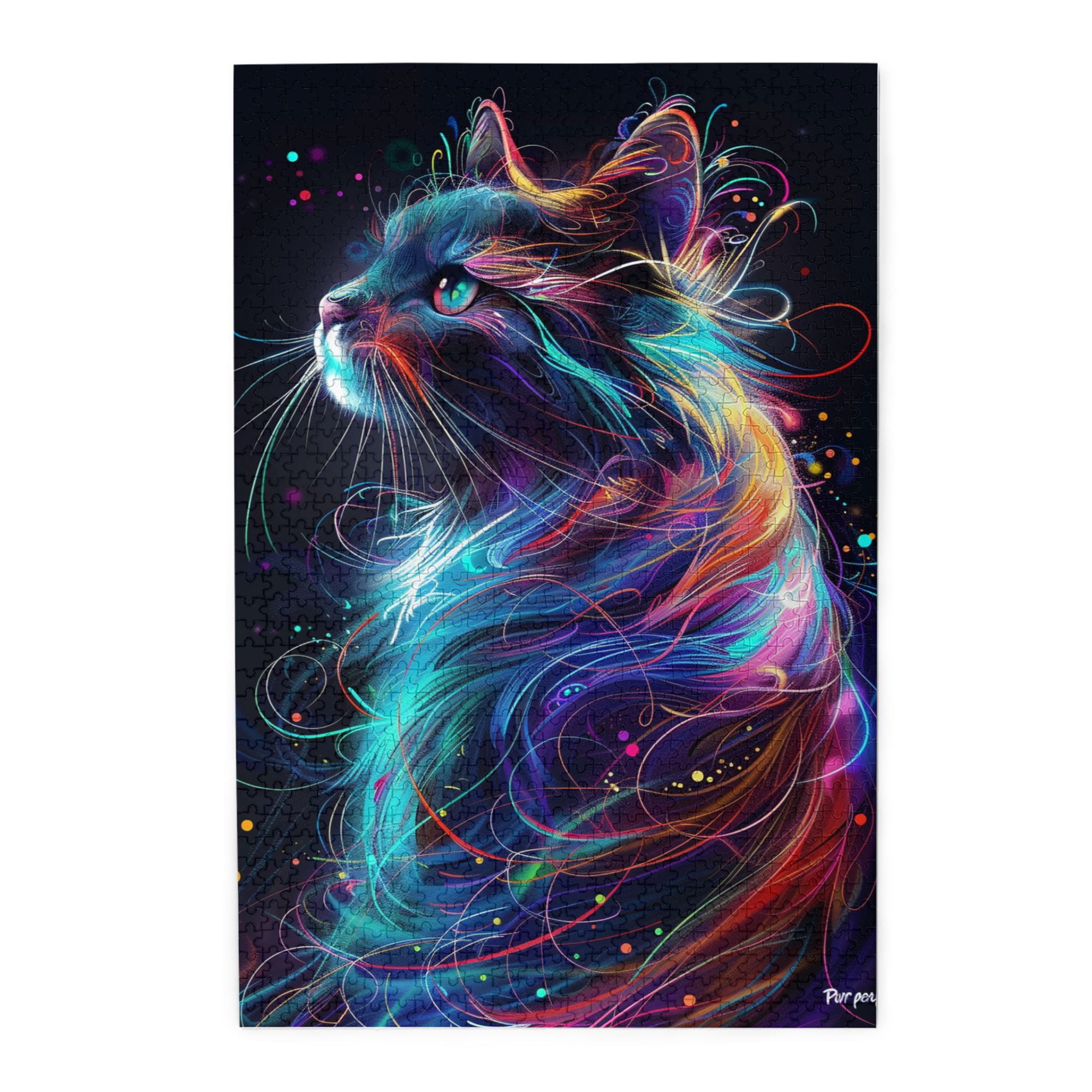 1000 PCS Modern Art Colorful Cat 1000 Piece Animal Puzzle,Brain Challenge,Rich Colors And Unique Designs Bring A Different Visual Experience,Classic Animal Wooden Jigsaw Puzzles,Vibrant Design