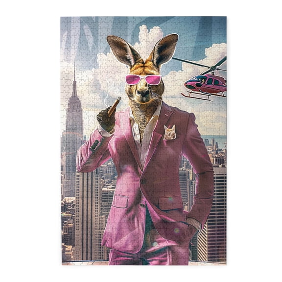 1000 PCS Modern Kangaroo Boss 1000 Piece Vibrant Jigsaw Puzzle,Relax Yourself,Featuring Unique And Interesting Illustrations To Depict A Kangaroo Boss,Enchanting Kangaroo Wooden Puzzle As Home Decor