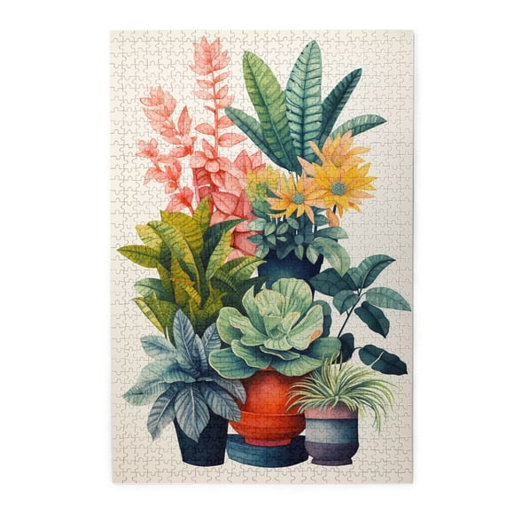 1000 PCS Modern Style Potted Plants Wooden Jigsaw Puzzles 1000 Pieces,Stress Relieving Pleasure,Vibrant DesignFeaturing Vibrant And Beautiful Illustrations,Depicting A Bunch Of Potted Plants
