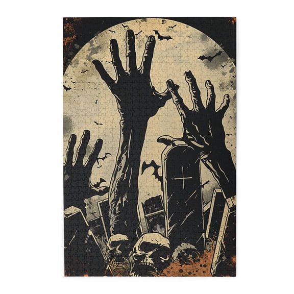 1000 PCS Moon Night Cemetery Skeleton 1000 piece puzzle for adults,Wooden High difficulty puzzle,Fun Moon Night Cemetery Skeleton Wood Puzzle,Impossible Hard Difficult Challenging Puzzles for Adults