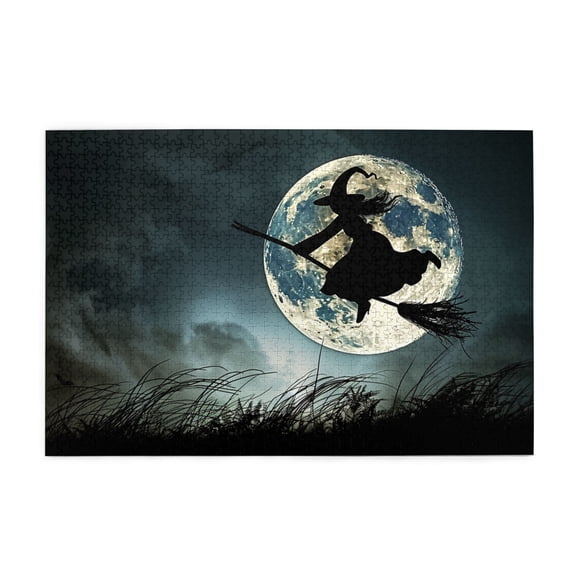 1000 PCS Moon Night Flying Witch 1000 Piece Puzzle For Adults,Challenging Brain Exercise,Holiday Gifts,High Difficulty Puzzle,Great For Relaxation And Display For Puzzle Lover,Stress Relieving Puzzle