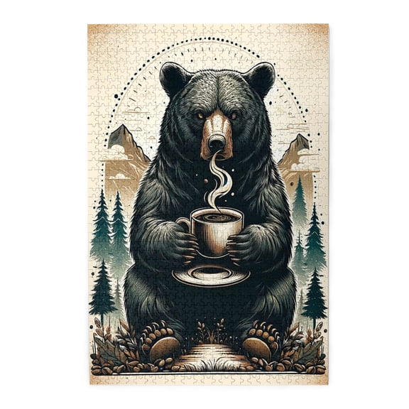 1000 PCS Morning Brew In The Wild - 1000 Piece Coffee Bear Jigsaw Puzzles,Challenging Brain Exercise,Wonderful Imagination,Great For Relaxation And Display For Puzzle Enthusiast,Adult Wooden Puzzle