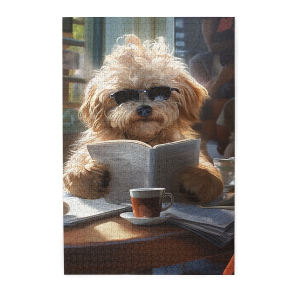 1000 PCS Morning news time for puppies 1000 Piece Vibrant Jigsaw Puzzle,Stress relieving pleasure,Modern Style Animal Wooden Adult Puzzles,Suitable for family leisure and entertainment activities