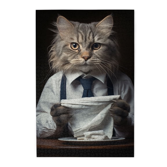 1000 PCS Mr.Cat'S Meal Time 1000 Piece Puzzle For Adults,Wonderful Imagination,Great For Relaxation And Display For Puzzle Enthusiast,Unique Wooden Jigsaw Puzzles,Challenge