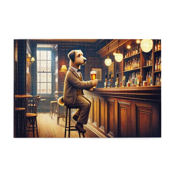 1000 PCS Mr.Dog'S Beer Time - 1000 Piece Animal Jigsaw Puzzles,Challenging Brain Exercise,Relax And Enjoy The Fun Of Solving Puzzles,Modern Art Animal Puzzle,Adult Wooden Puzzle