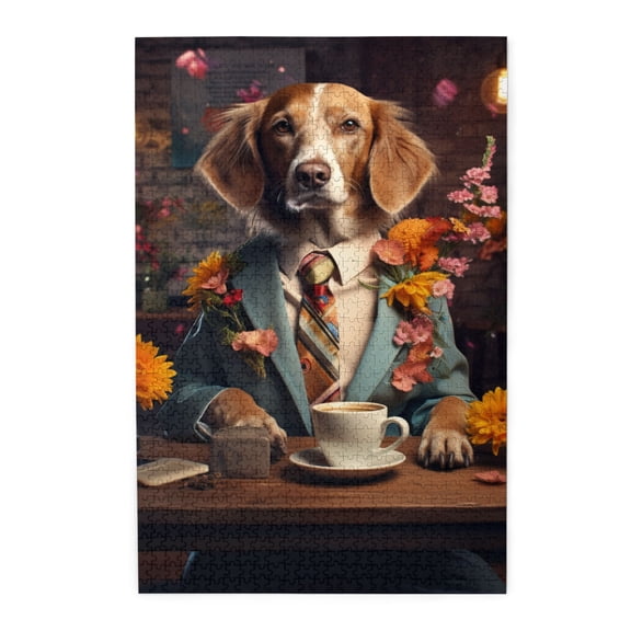 1000 PCS Mr.Dog'S Coffee Time - 1000 Piece Vibrant Jigsaw Puzzle,Relieve Stress And Enjoy The Fun Of Solving Puzzles,Stunningly Vibrant Colors,Enchanting Animal Wooden Puzzle For Adults