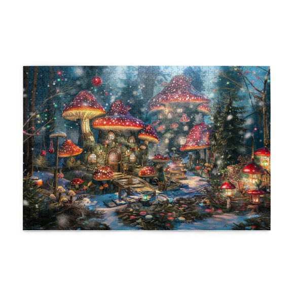 1000 PCS Mushroom House World Wooden Puzzles For Adults 1000 Pieces,Impossible Hard Difficult Challenging Puzzles For Adults,Funny Mushroom House World Puzzle,For Puzzle & Mushroom Enthusiast Gifts