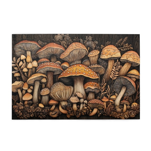 1000 PCS Mushroom Illustrated 1000 Piece Wooden Puzzle For Adults,Challenging Brain Exercise,Classic Mushroom Retro Art Fun Puzzle 1000 Piece,Impossible Hard Difficult Challenging Puzzles For Adults,
