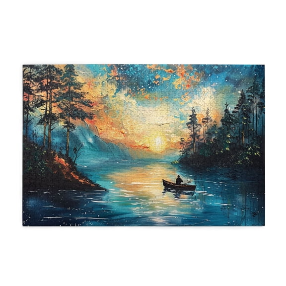1000 PCS Night drifting small boats jigsaw puzzles 1000 pieces,Unique and Beautiful Design,Classic Night drifting small boats Wooden Puzzle 1000 Piece,Impossible Hard Difficult Challenging Puzzles