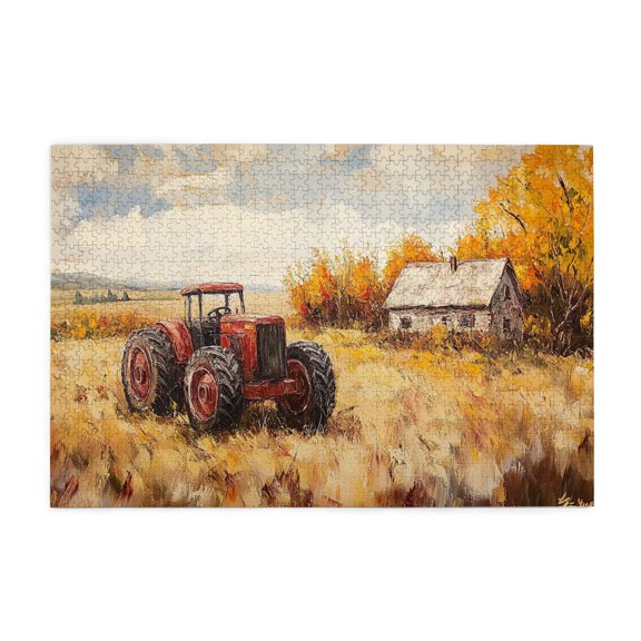 1000 PCS Oil Painting Countryside Tractor Jigsaw Puzzles 1000 Pieces,Stress Relieving Pleasure,Enjoy The Puzzle Solving Process,Retro Art Countryside Wooden Jigsaw Puzzles,Unique And Beautiful Design