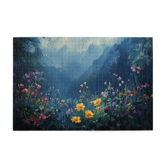 1000 PCS Oil Painting Garden In The Rain - 1000 Piece Charm Jigsaw Puzzle,Puzzles Suitable For Entertaining With Family During Holidays,Vintage Art Adults Wooden Puzzle,Brain Challenge