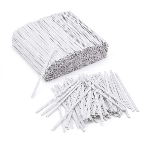 1000pcs White Kraft Paper Twist Ties, Ideal for Party Favors & Gift Packaging