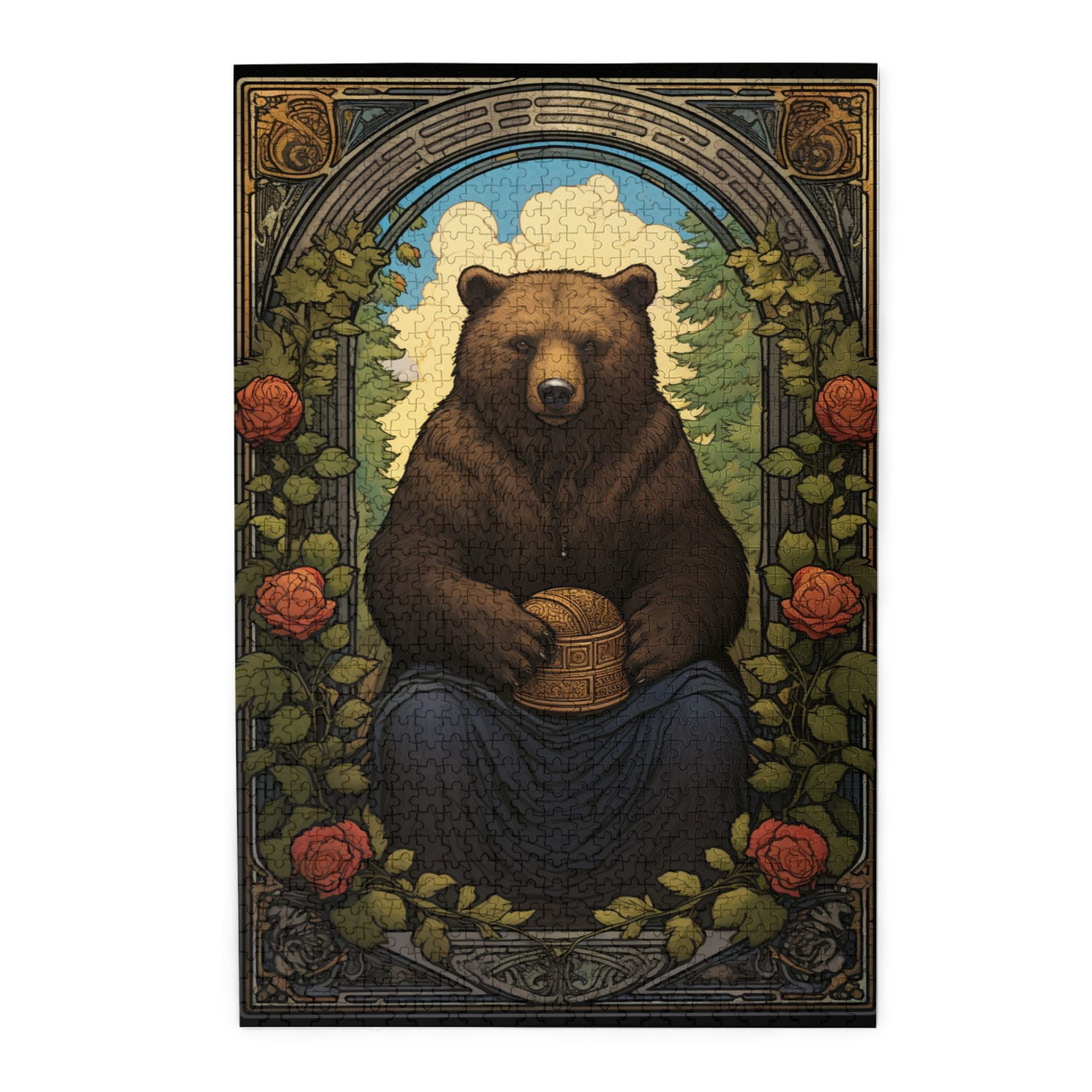 1000 PCS 1000 Pcs Jigsaw Puzzles For Adults Forests Brown Bear,Puzzles Suitable For Entertaining With Family During Holidays,Vintage Style Animal Wooden Puzzle For Home Wall Decoration