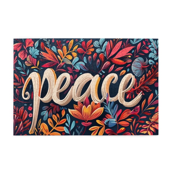 1000 PCS Peace Slogan Colorful Flower Jigsaw Wood Puzzle 1000 Pieces,Stunningly Vibrant Colors,Unique Artwork For Adults,1000 Piece Jigsaw Puzzle For Adults Challenging Puzzle Perfect For Game Nights