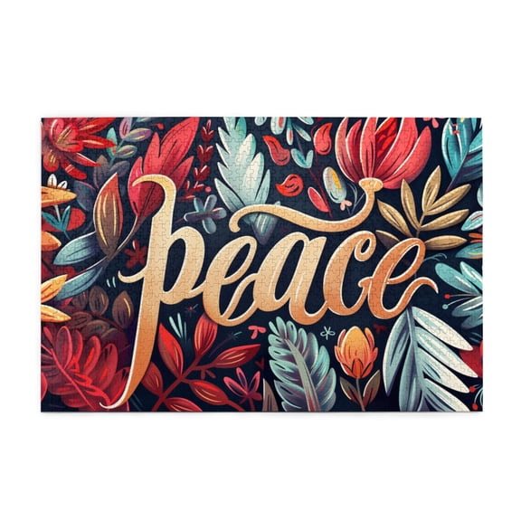1000 PCS Peace Slogan Colorful Flower Wooden Puzzle 1000 Piece,Stunning Artwork Of Adults,Challenging Brain Exercise,1000 Piece Jigsaw Puzzle For Adults Challenging Puzzle Perfect For Game Nights