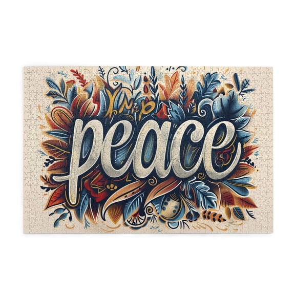 1000 PCS Peace Slogan Flowers Plants Stress Relieving Puzzle 1000 Piece,Classic Slogan Flower Plant Wooden Puzzle,Great For Relaxation And Display For Puzzle Enthusiasts,Unique And Beautiful Design