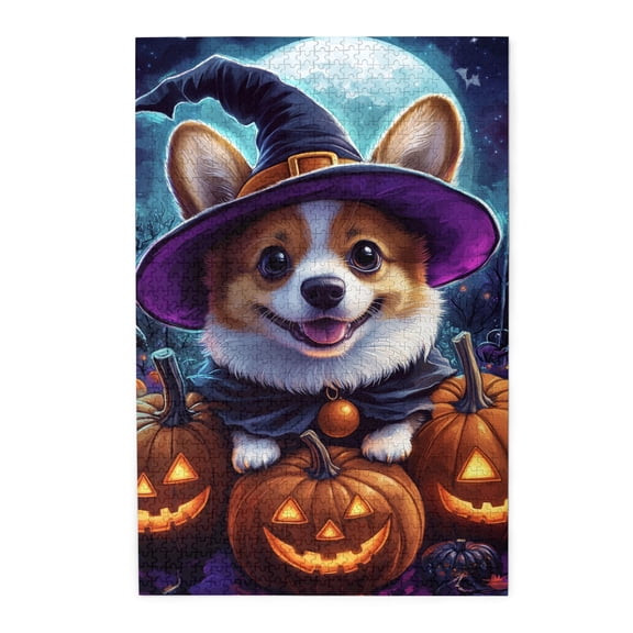 1000 PCS 1000 Piece Puzzle For Adults Cute Pumpkin Lamp Corgi,Unique Artwork For Adults,Enjoy The Puzzle Solving Process,Modern Art Corgi Wooden Jigsaw Puzzles Game,Funny Holiday Gifts,Funny Puzzle