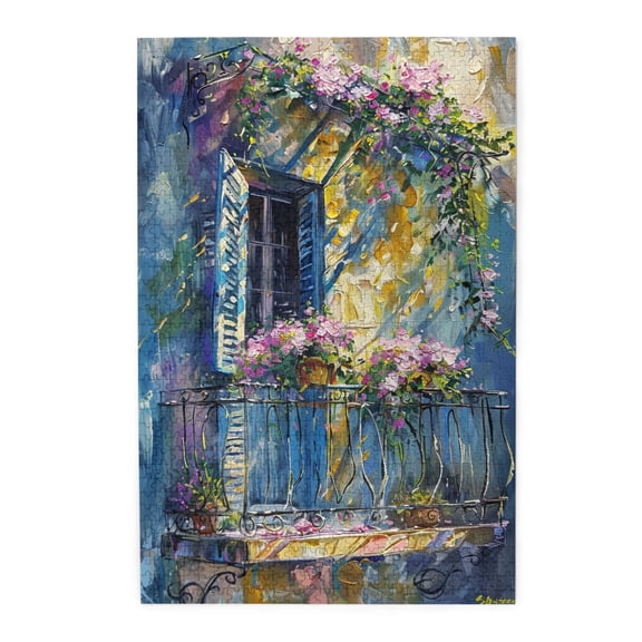 1000 PCS 1000 Piece Vibrant Jigsaw Puzzle Window Flowers,Brain Challenge,Charm Artworks For Flower Enthusiasts,Oil Painting Style Wooden Puzzles,Great For Relaxation And Display For Puzzle Lovers
