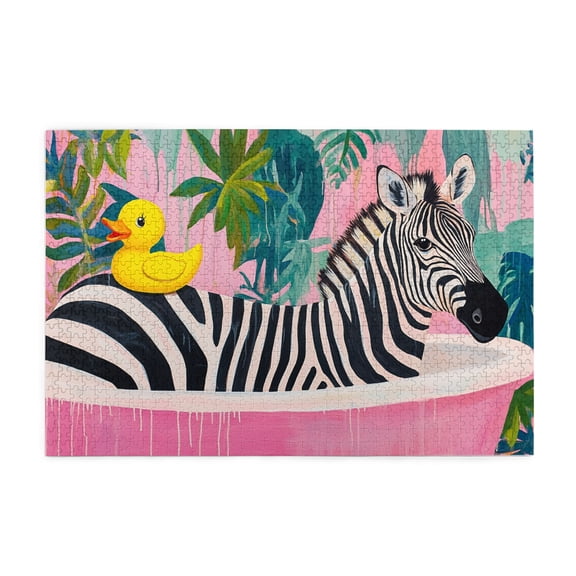 1000 PCS 1000 Piece Vibrant Jigsaw Puzzle Zebra's bathing time,Challenging mental puzzles,Unique Artwork for Animal,Suitable for relaxing during holidays,Modern Style Animal Wooden Puzzle 1000 Piece
