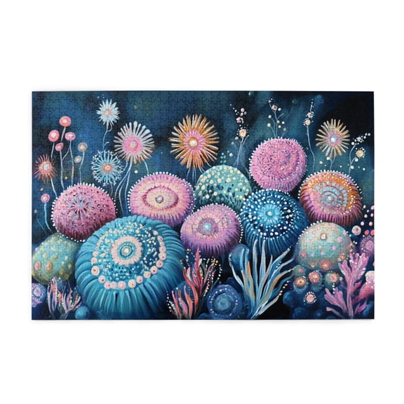 1000 PCS 1000 Piece Vibrant Wooden Jigsaw Dreamy Sea Anemone,Enjoy the puzzle solving process,Great for Relaxation and Display for Puzzle Lovers,Creative Activity Hobbies for Adults,Stunning Artwork