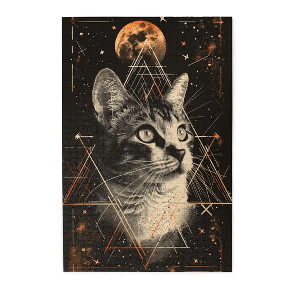 1000 PCS 1000 Piece Vibrant Wooden Jigsaw Puzzle Cats & Universe,Creative Activity Hobbies for Adults,Modern Style Cats & Universe Fun Puzzles,Impossible Hard Difficult Challenging Puzzles for Adults