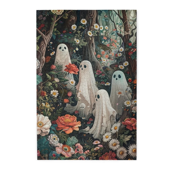 1000 PCS 1000 Piece Vibrant Wooden Jigsaw Puzzle White Phantom & Flowers,Unique and Beautiful Design Whimsy Jigsaw Pieces,1000 Piece Jigsaw Puzzle for Adults Challenging Puzzle Perfect for Game Night