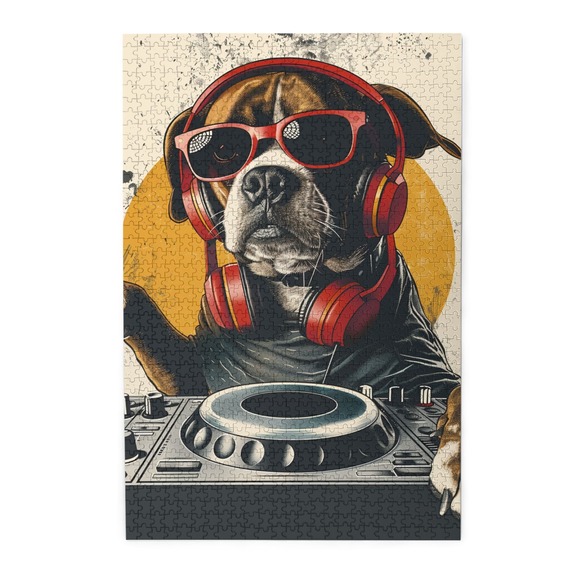 1000 PCS 1000 Piece Wooden Jigsaw Puzzles The Dog That Plays Discs,Funny Artwork For Animal,Strange Animal Imagination,Enjoy The Puzzle Solving Process,Modern Art Animal Puzzle As Home Wall Decor