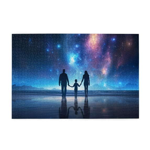 1000 PCS 1000 Piece Wooden Puzzle Family Under The Starry Sky,Challenging Brain Exercise,Unique Artwork For Adults,Enchanting Family Under The Starry Sky Puzzle 1000 Piece,Gift For Puzzle Enthusiast