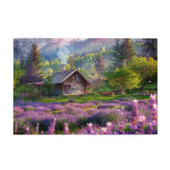 1000 PCS 1000 Piece Wooden Puzzle For Adults Lavender Cottage,Unique Artwork For Adults,Charm Lavender Cottage Puzzle,1000 Piece Jigsaw Puzzle For Adults Challenging Puzzle Perfect For Game Nights