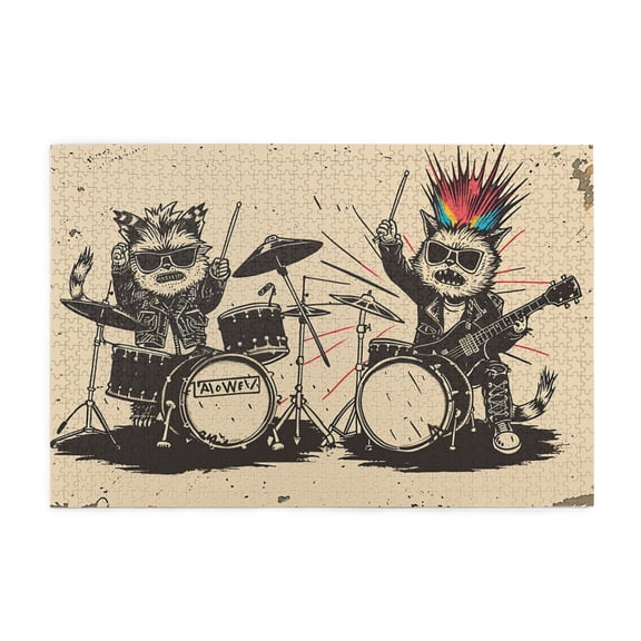 1000 PCS 1000 Piece Wooden Puzzles Animal Rock Musician,High Difficulty Puzzle,Exquisite Animal Rock Musician Modern Style Funny Adults Puzzle,Impossible Hard Difficult Challenging Puzzles For Adults